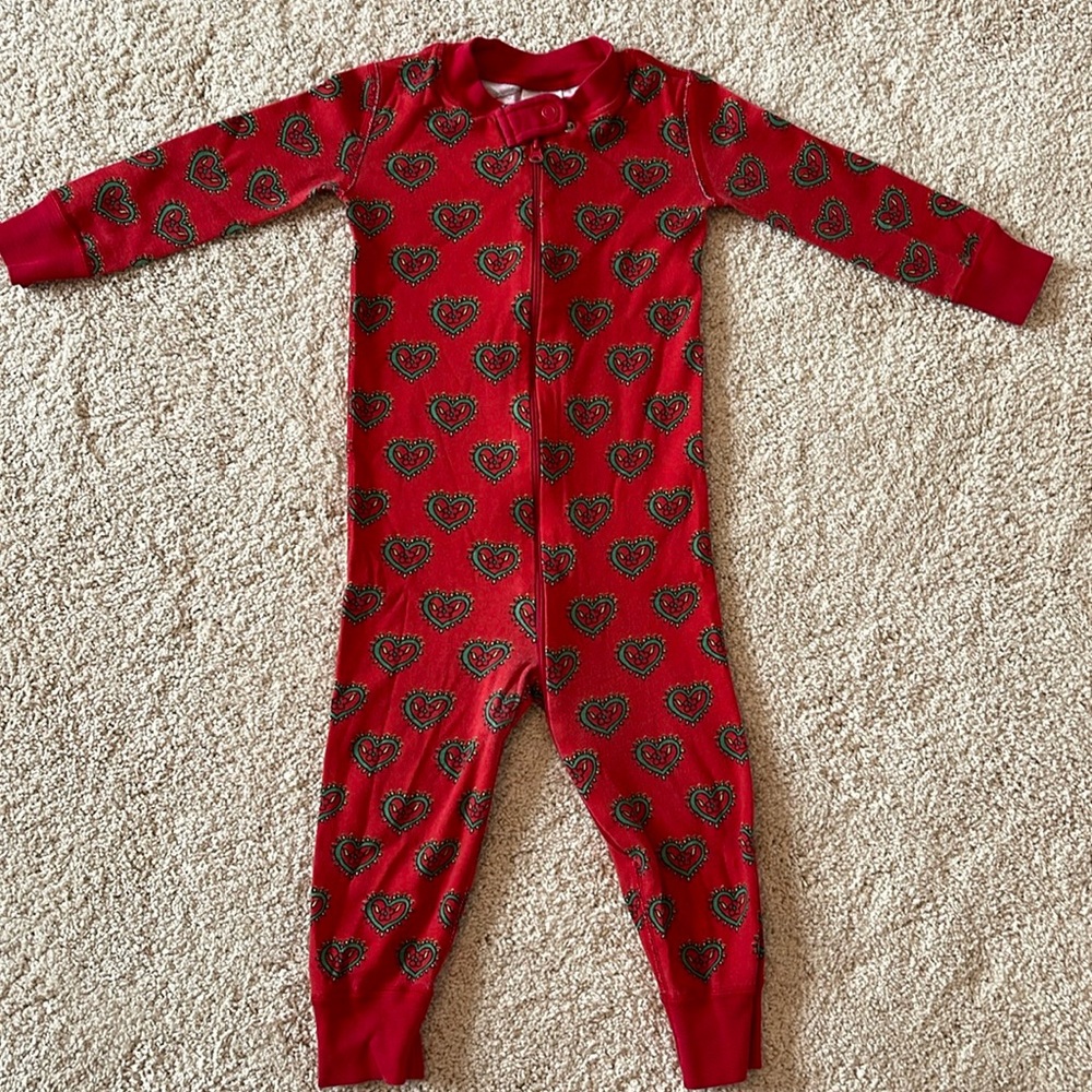 Hanna Andersson Red Flower Heart Organic Cotton Pajamas